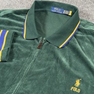 Polo Ralph Lauren Knit Corduroy Track Jacket Men 3XB 3XL Green Premium Preppy